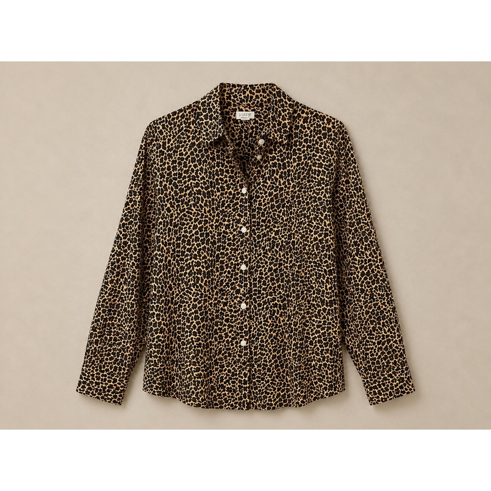 J.Crew Womens Button Down Shirt Size S Leopard Print Cotton Long Sleeve AD361